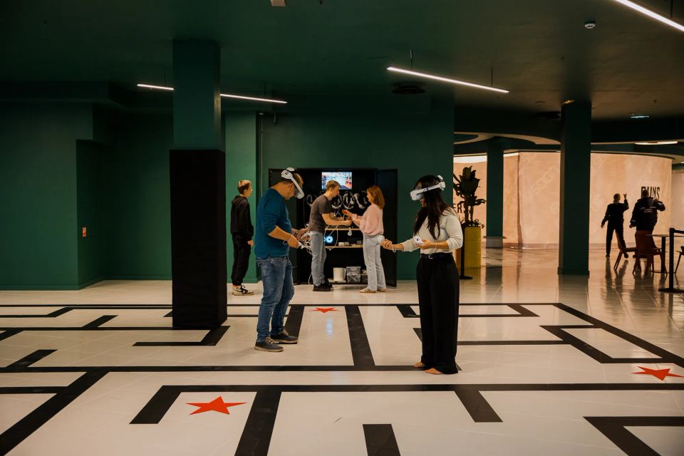 team playing free roam VR
