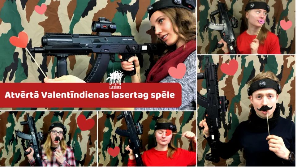 Atvērtā lāzertag spēle Valentīndienas noskaņās