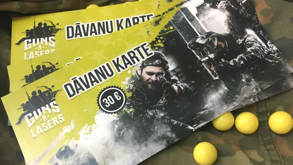 GUNSnLASERS dāvanu karte 30 eiro vērtībā