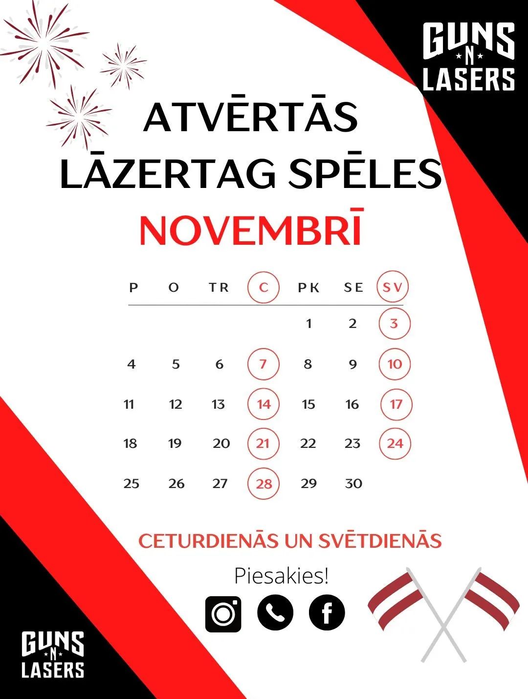 LĀZERTAG SOĒĻU KALENDĀRS NOVEMBRIS 2024.GAGS