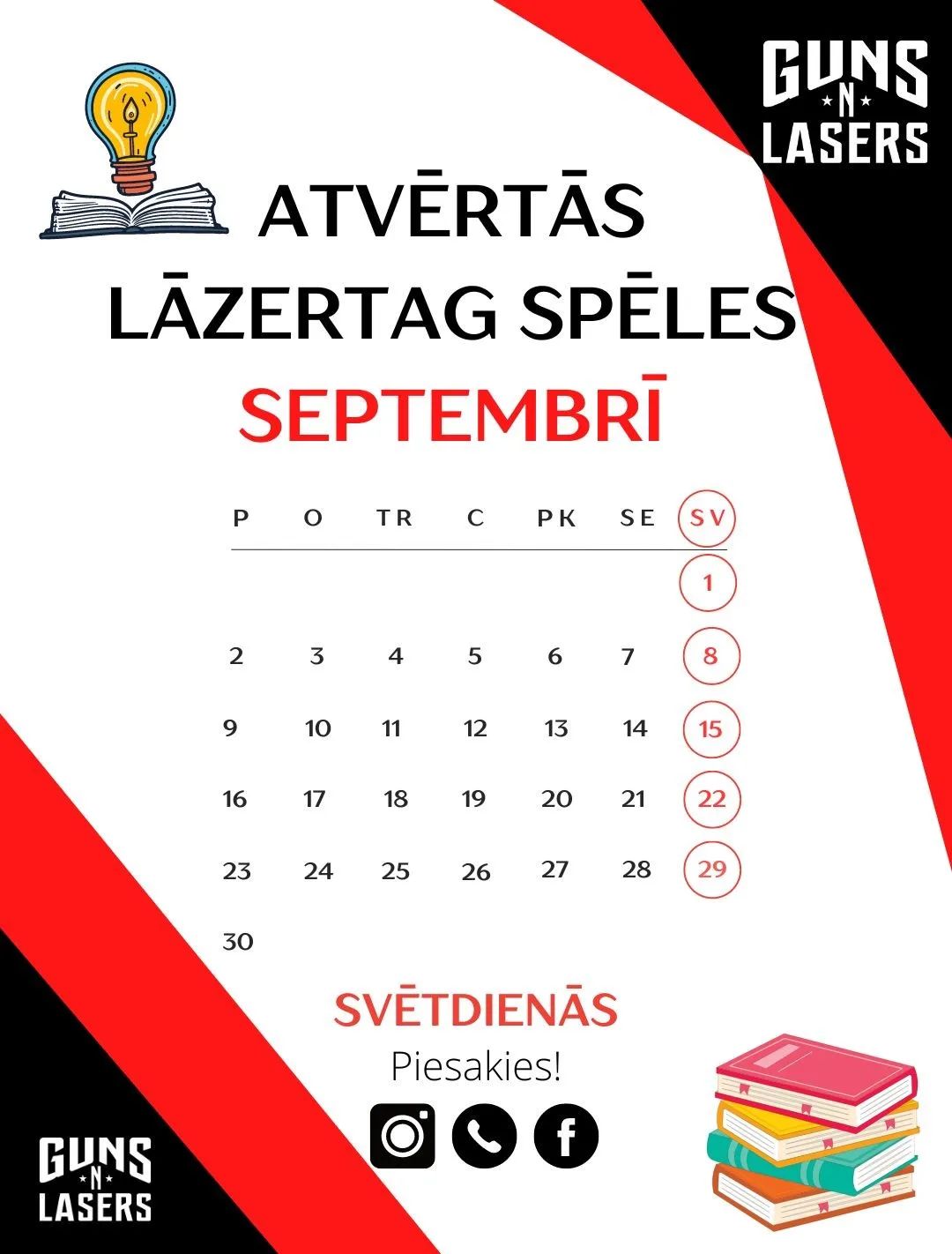 PUBLISKO SPĒĻU GRAFIKS LĀZERTAGS SEPTEMBRIS 2024.GADS