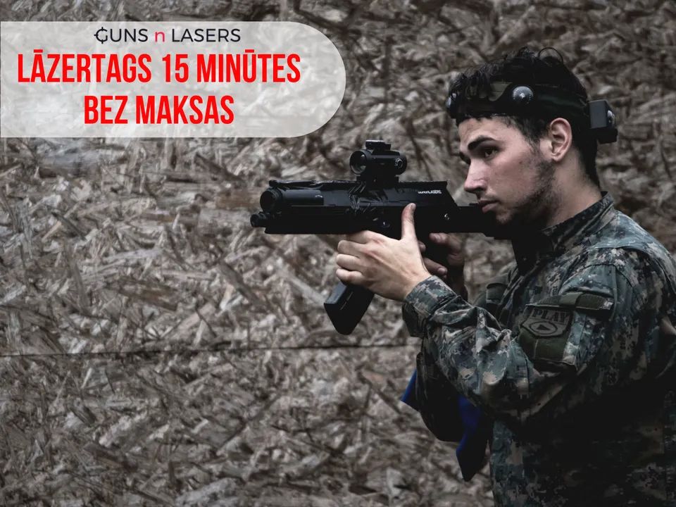 Izmēģini lāzertag 15 minūtes bez maksas!