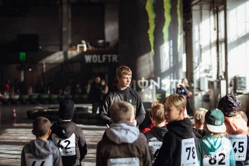 Players collecting gear before a game