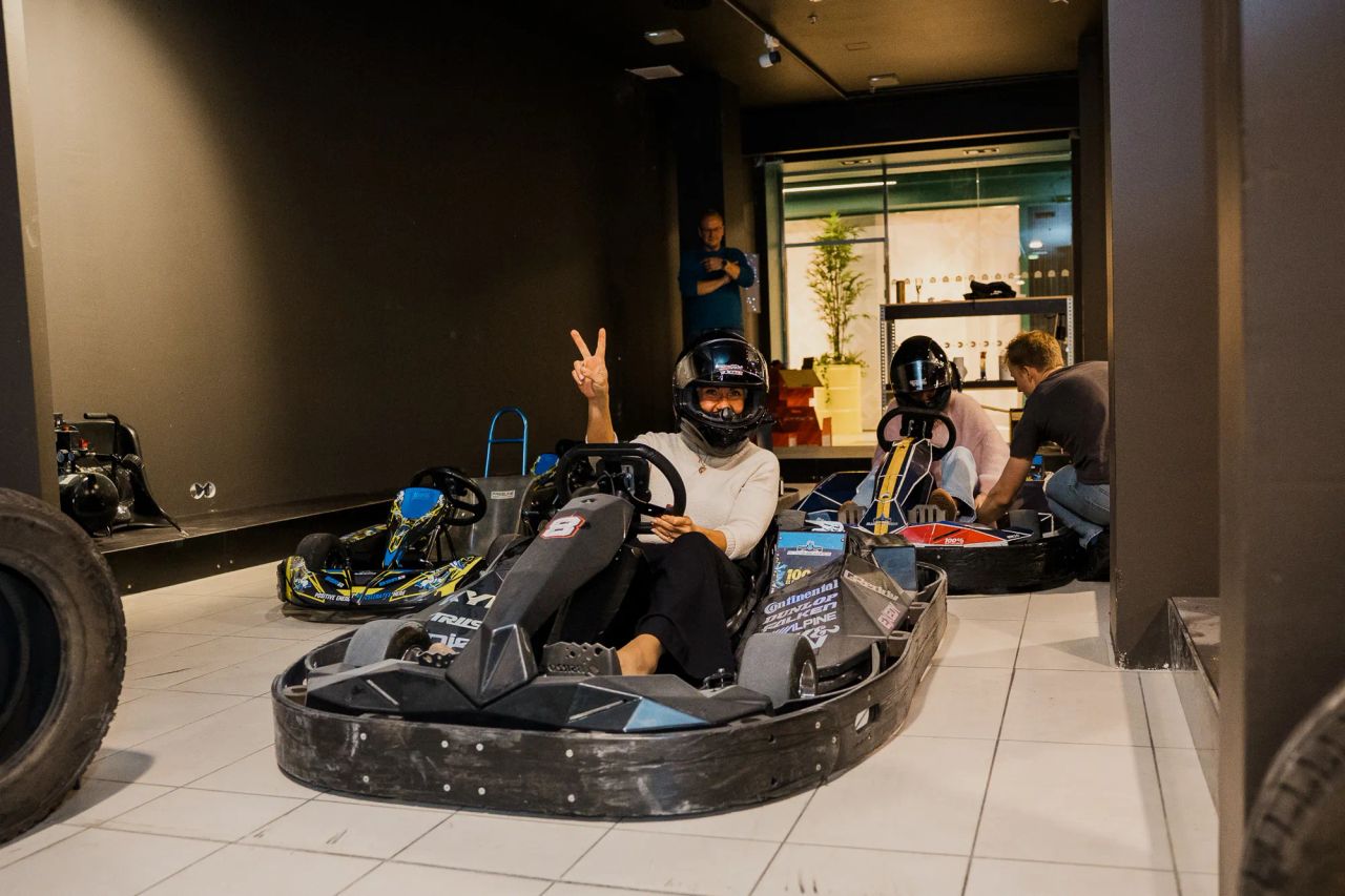 indoor go-kart track at Galerija Centrs