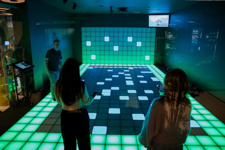 friends playing in the Pixel Room at Galerija Centrs