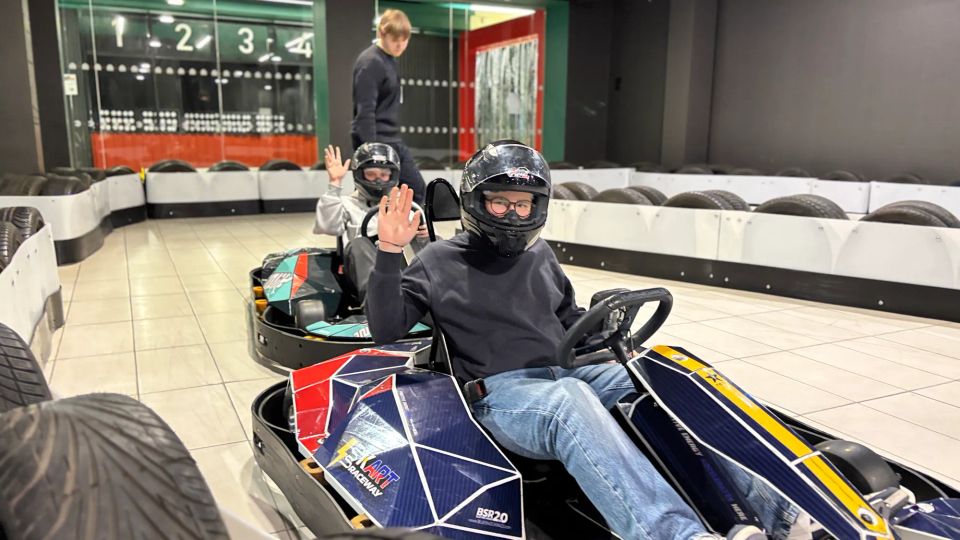 electric go-kart track at Galerija Centrs