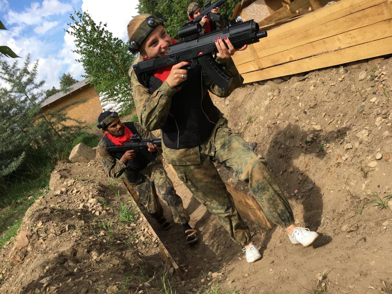 team building event with laser tag